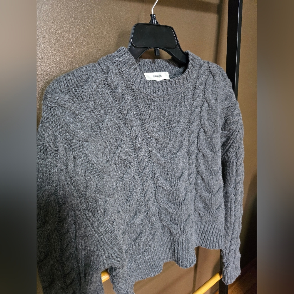 FRAME Gray Cable Knit Sweater - Picture 3 of 8